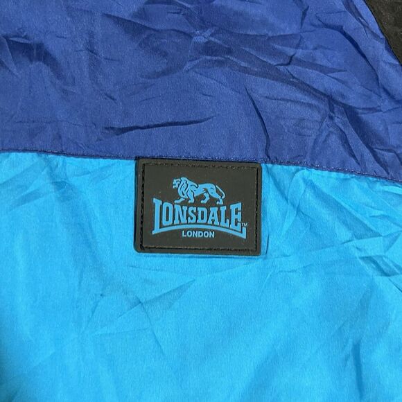 Vintage Lonsdale London Black Blue Full Zip Windbreaker Jacket Men's Size Small - Picture 6 of 10